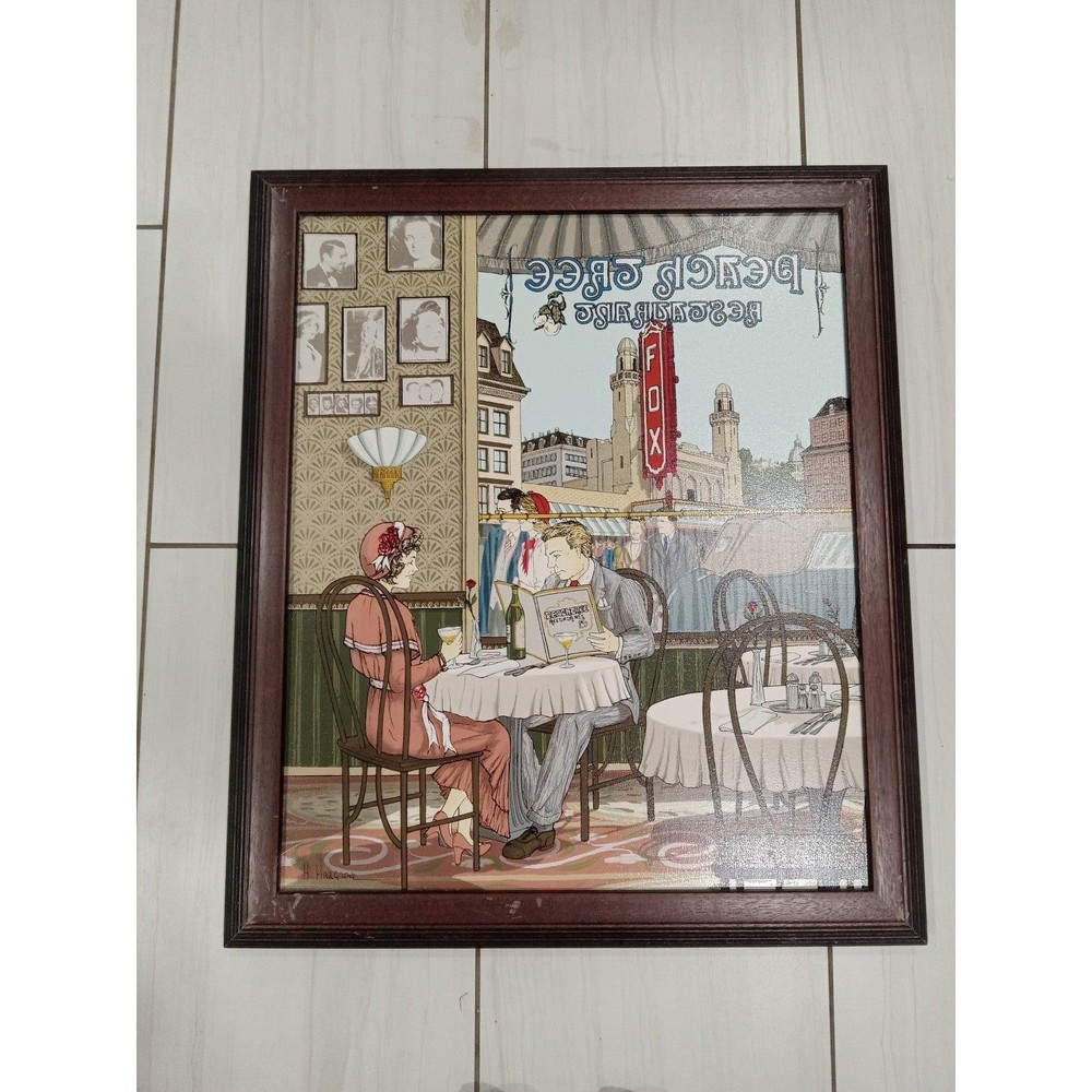 Peachtree Restaurant Atlanta GA .H.Hargrove Canvas,Custom Framed